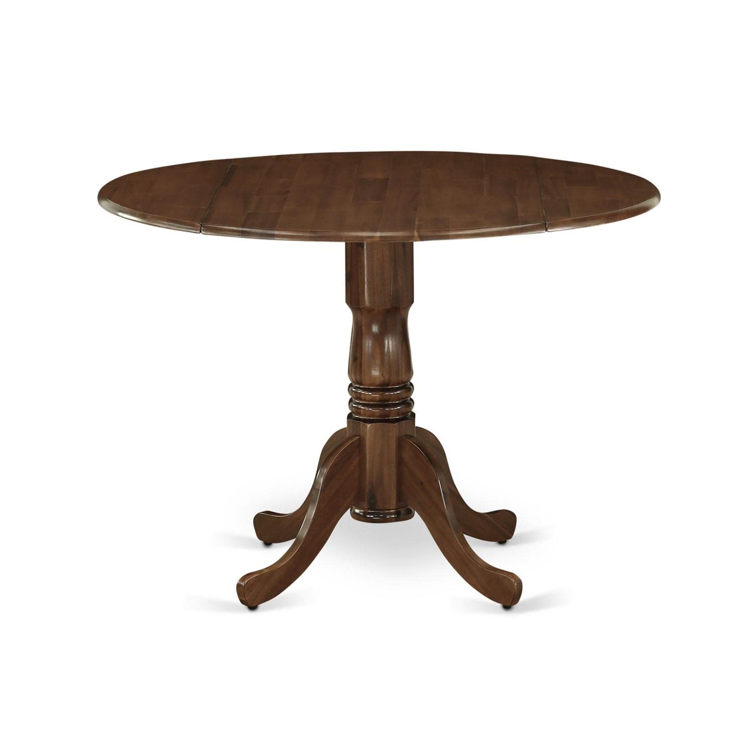 East West Furniture Dlt-Awa-Tp Dublin Dining Room Table - A Round Solid Wood Table Top With Dropleaf & Pedestal Base, 42X42 Inch, Walnut